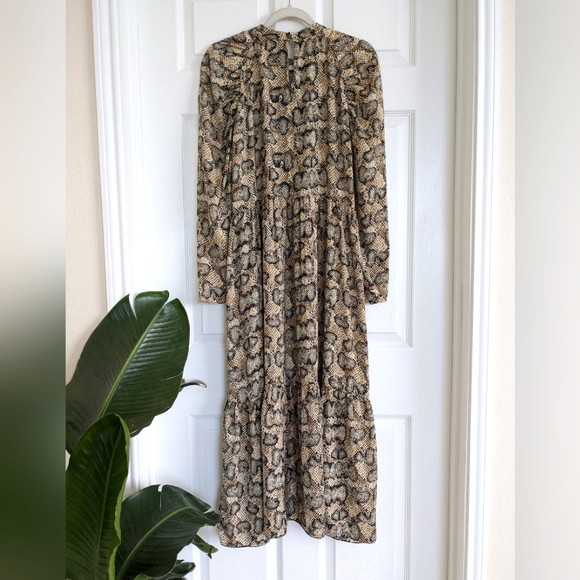 ZARA Snakeskin Puff Sleeves Midi dress - Picture 10 of 11
